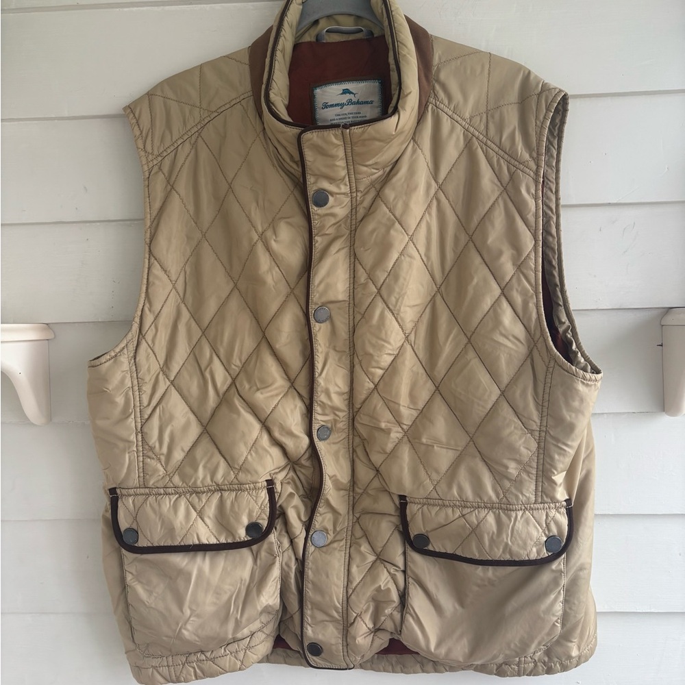 Tommy Bahama Tan Quilted Vest Jacket Men’s Size XL